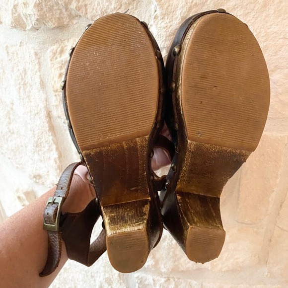Free People Jeffrey Campbell Brown Leather Clog Platform Heel Sandals Women 8 - Picture 9 of 9